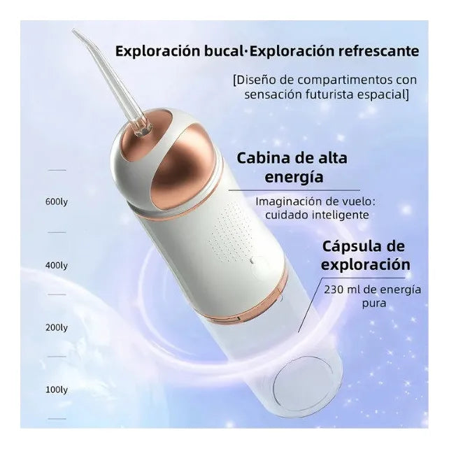 Irrigador Bucal Portátil Profesional - Kit de Limpieza Dental con 4 Boquillas y 3 Modos de Presión